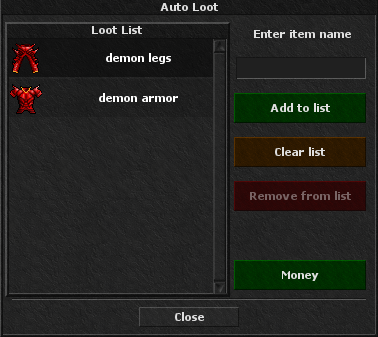 Auto loot window