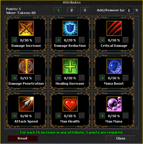Attributes window