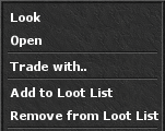 Item context menu